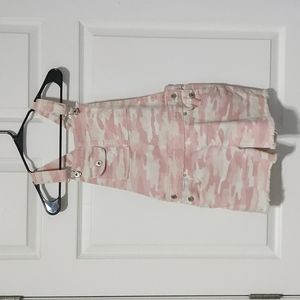 Pink camo short overalls